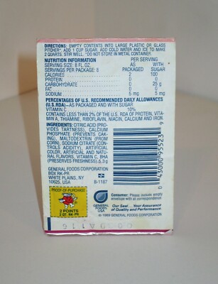Vintage 1989 Kool Aid Purplesaurus Rex Drink Mix Unopened Packet