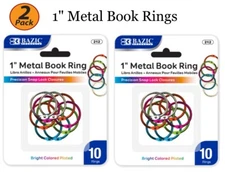 2 Pack - 1 Inch Metal Assorted Color Book Rings 10 Pieces Per Pack - US SHIP