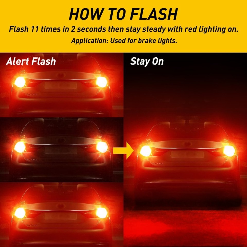 2pcs 3157 Super Bright Red Flash Strobe Blinking Bulbs LED Brake Tail
