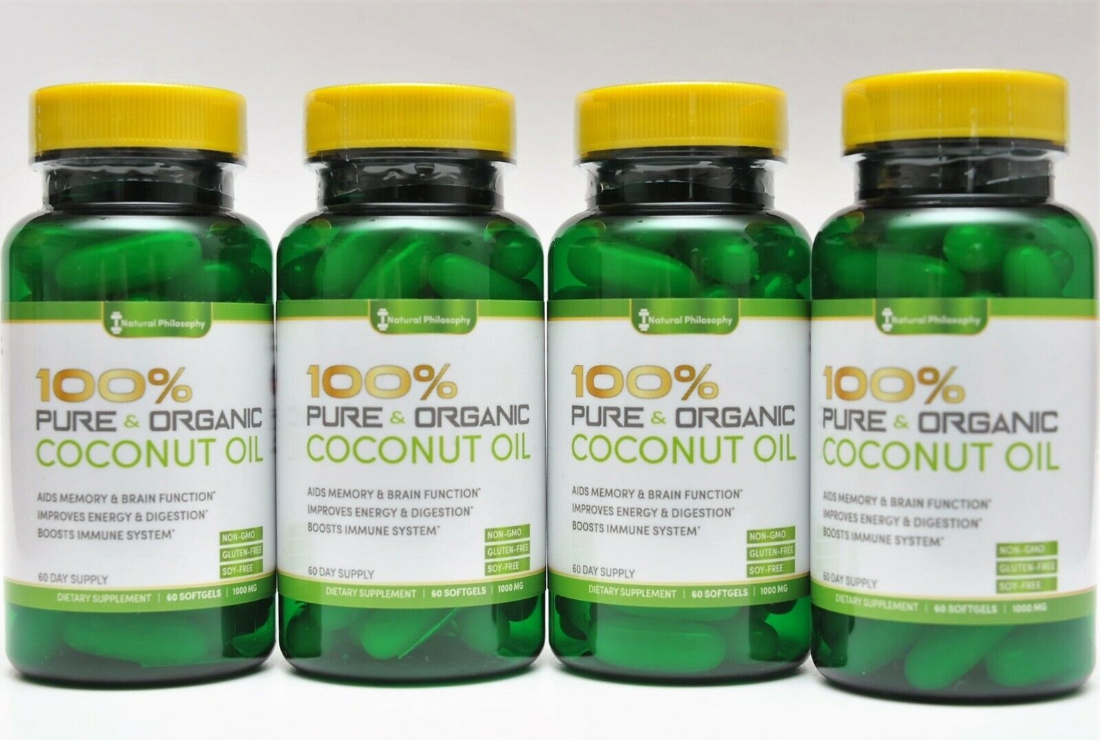 4-Pack USDA Certified Organic Coconut Oil 60 SGels 