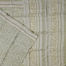 Namaste Vintage Green Sarees 100 Pure Silk Printed Indian Sari 5YD Craft Fabric