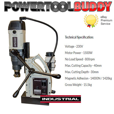 Jefferson Tools 230 V industrieller 1500 W 40 mm elektromagnetischer Magnetbohrer JEFMGNDR4