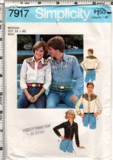 "Men's Shirt with Yoke Interest"  1977 Simplicity Sewing Craft Pattern 7917 UNCU