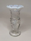 Mid-Century Fenton Glass White Opalescent Miniature Hand Bud Vase Left Handed