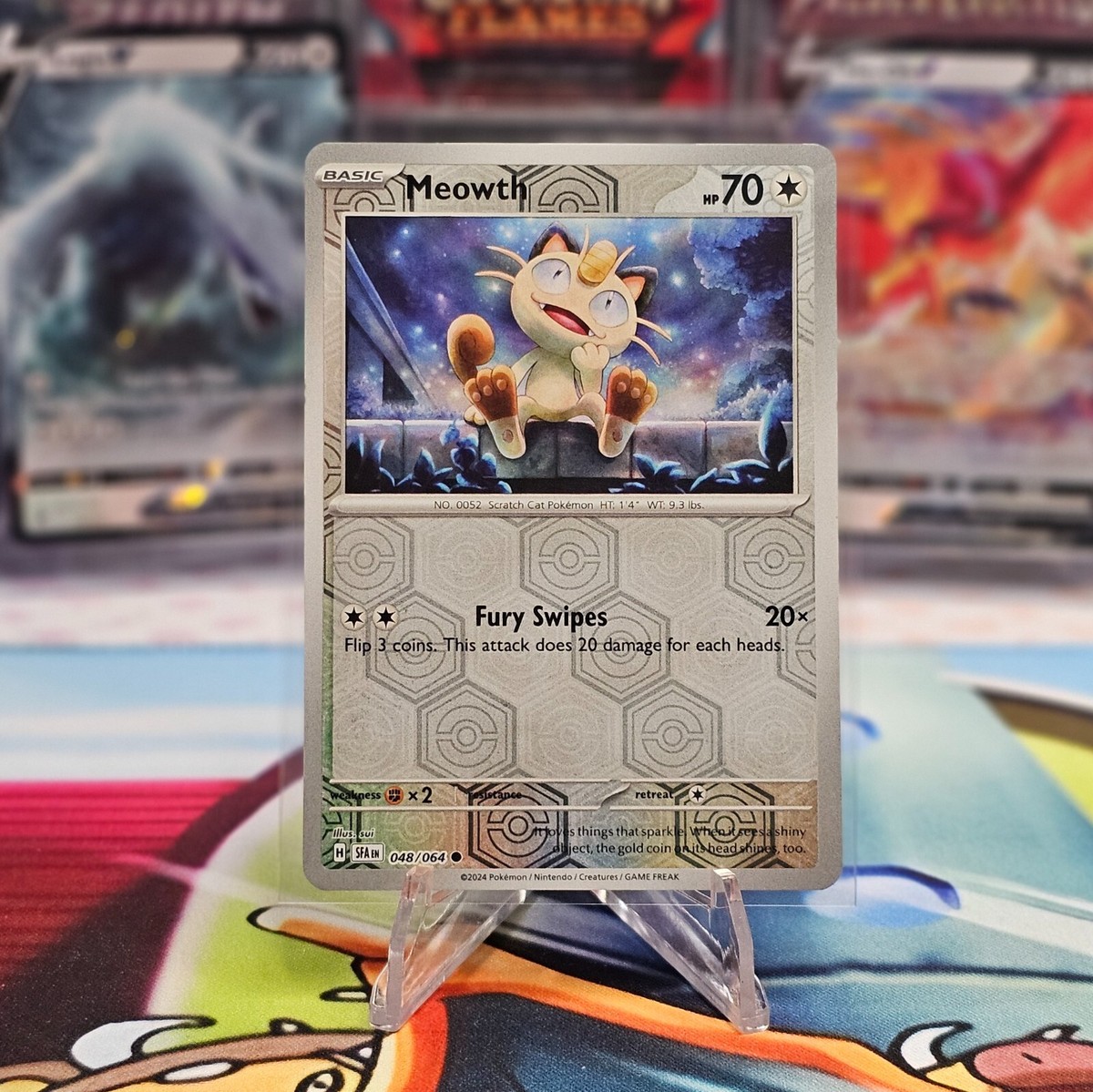 Pokemon Meowth - 048/064 - Common - Reverse Holo NM-Mint Shrouded