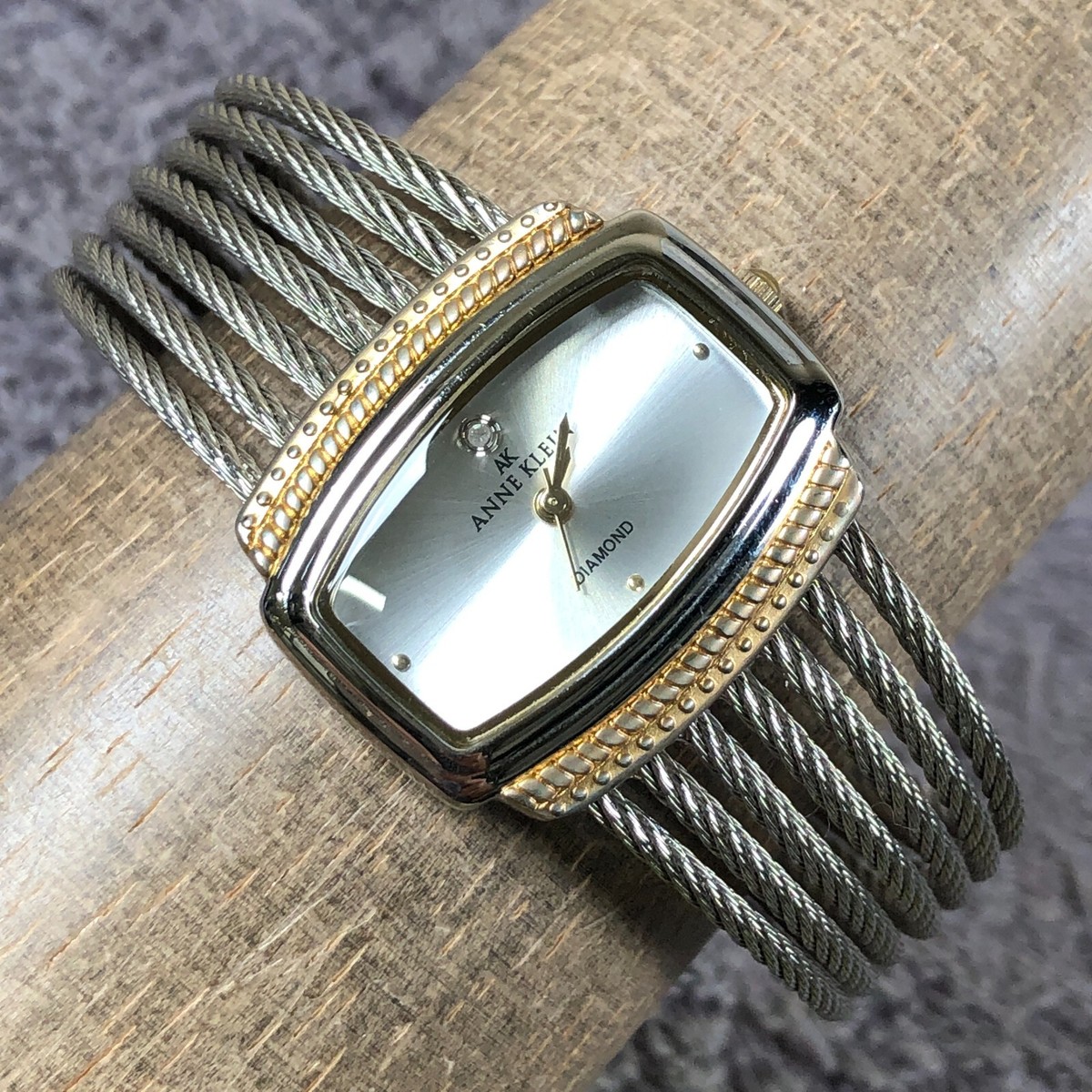 Anne Klein Women 10/8839 Diamond Wire Bangle Cuff Quartz  display picture 1