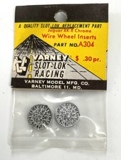 VARNEY Slot Lok Racing - Jaguar XK-E Chrome Wire Wheel Inserts A304 - NOS