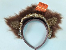 Spooky Village 8" Halloween Headband Brown Fur Animal Cat Dog Jewel 1121