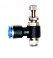  Flow Control, fitting 1/8 NPT x 1/4  tube, Push to connect  Meter Out