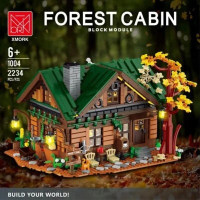 Mork 1004 🏕️ Forest Cabin mit Licht 🌳 Klemmbaustein Set 2234 Teile