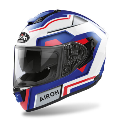 Airoh St.501 Square Full Face Motorcycle Helmet White Red Blue Size M
