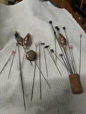 20 x Vintage Assorted Ladies VANITY Hat & Clothes Pins Inc Glass Etc