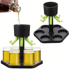 Public Wine Dispenser Points Glass Party Fair Pouring Dispenser Glass Tray Set