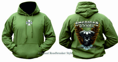 Kapuzenpullover Oliv Biker  V Twin Chopper&Motorradmotiv Modell American Steel