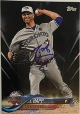 JA Happ Autographed 2018 Topps Update Series Black Parallel /50 #US66