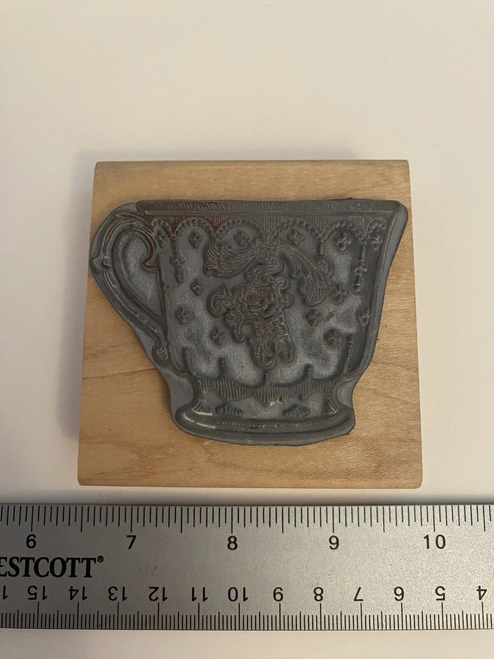 Stampendous Q006 China taza de té sello de goma montado en madera RS28 Foto 3 de 4