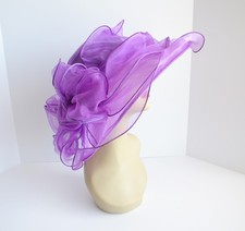 NEW Church Derby Wedding Organza w Jumbo Ascot Dress hat Purple VF1838