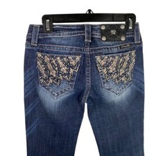 Miss Me Jeans Women's Size 26 Signature boot cut Denim Embellished Pockets