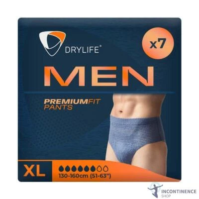 1x Drylife Men Premium Fit Incontinence Pants - Extra Large - Pack of 7 - 1300ml