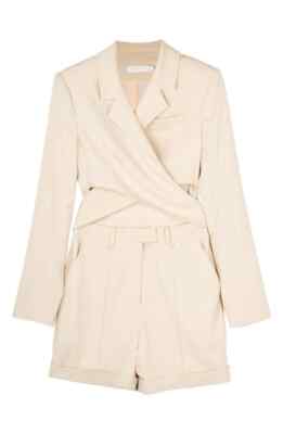 NWT Jonathan Simkhai Nella Crisscross Tailor Romper Women Size 6 Cream