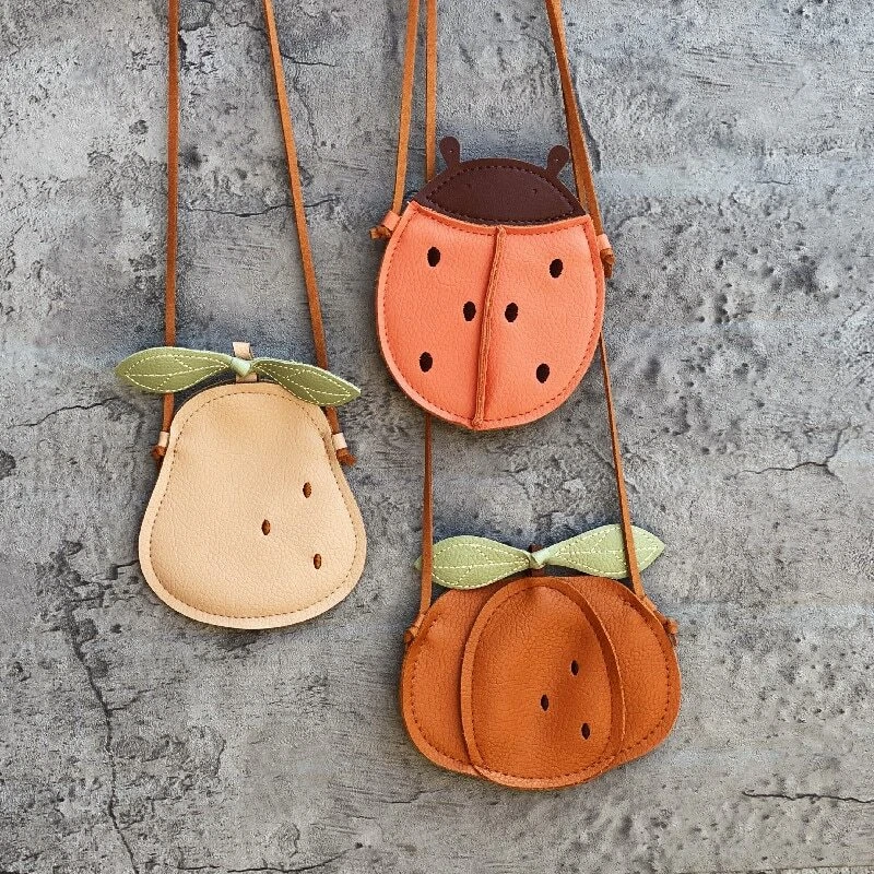 Kinder Tasche Mädchen Marienkäfer Birne Kürbis Süß Niedlich Umhängetasche Vintag - Bild 1 von 1