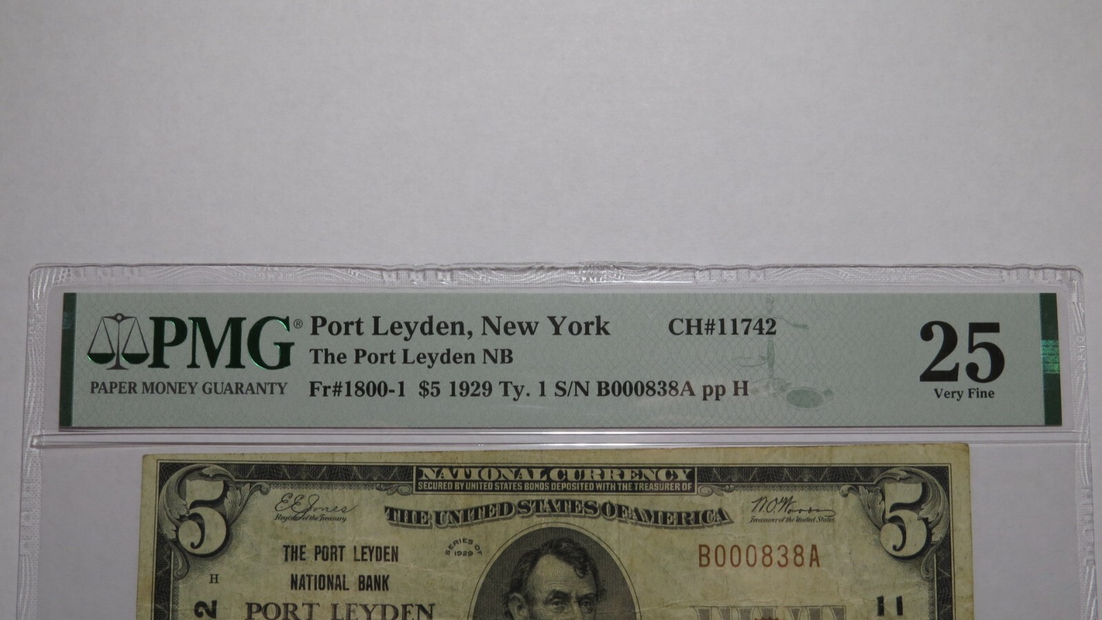 5 1929 Port Leyden New York NY National Currency Bank Note Bill Ch