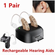 1 Pair Hearing Aids Rechargeable BTE Hearing Amplifiers For Elderly Hearing Loss