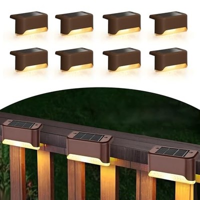 INFINITE BASICS 8-PACK SOLAR LED DECK & STEP WEATHERPROOF LIGHTS - BROWN