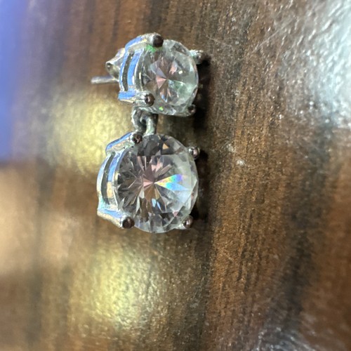 Unisex One Real Solid Sterling Silver Iced Diamondique 2 Ct Simulated Earring