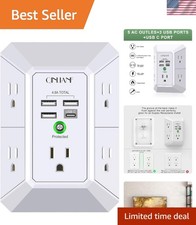 Wall Charger, Surge Protector, 5 Outlet Extender with 4 USB Charging Ports 4....
