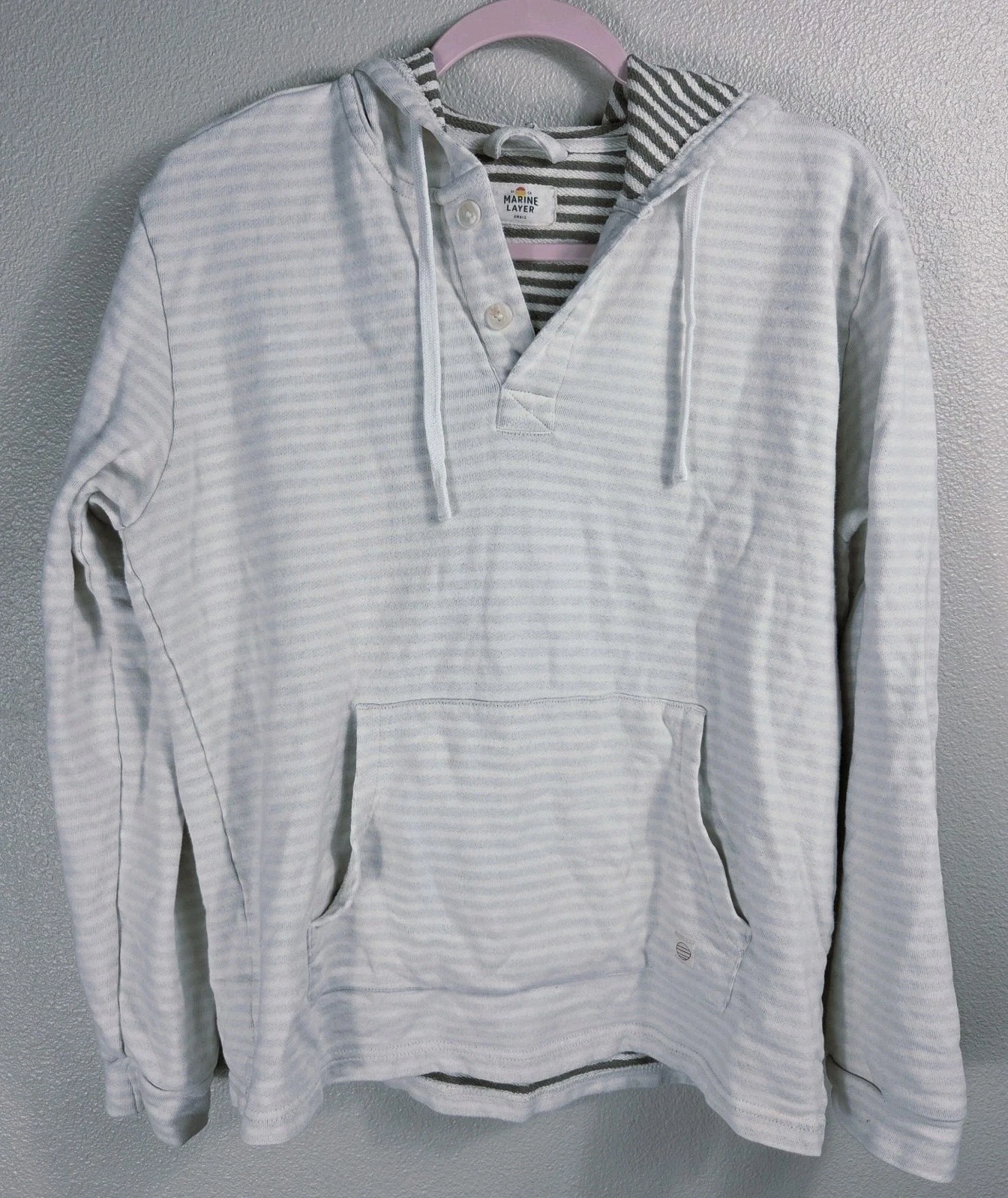 Marine Layer Striped Hoodie Small Lightweight Pullover Kangaroo Pocket
Opens in a new window or tab
