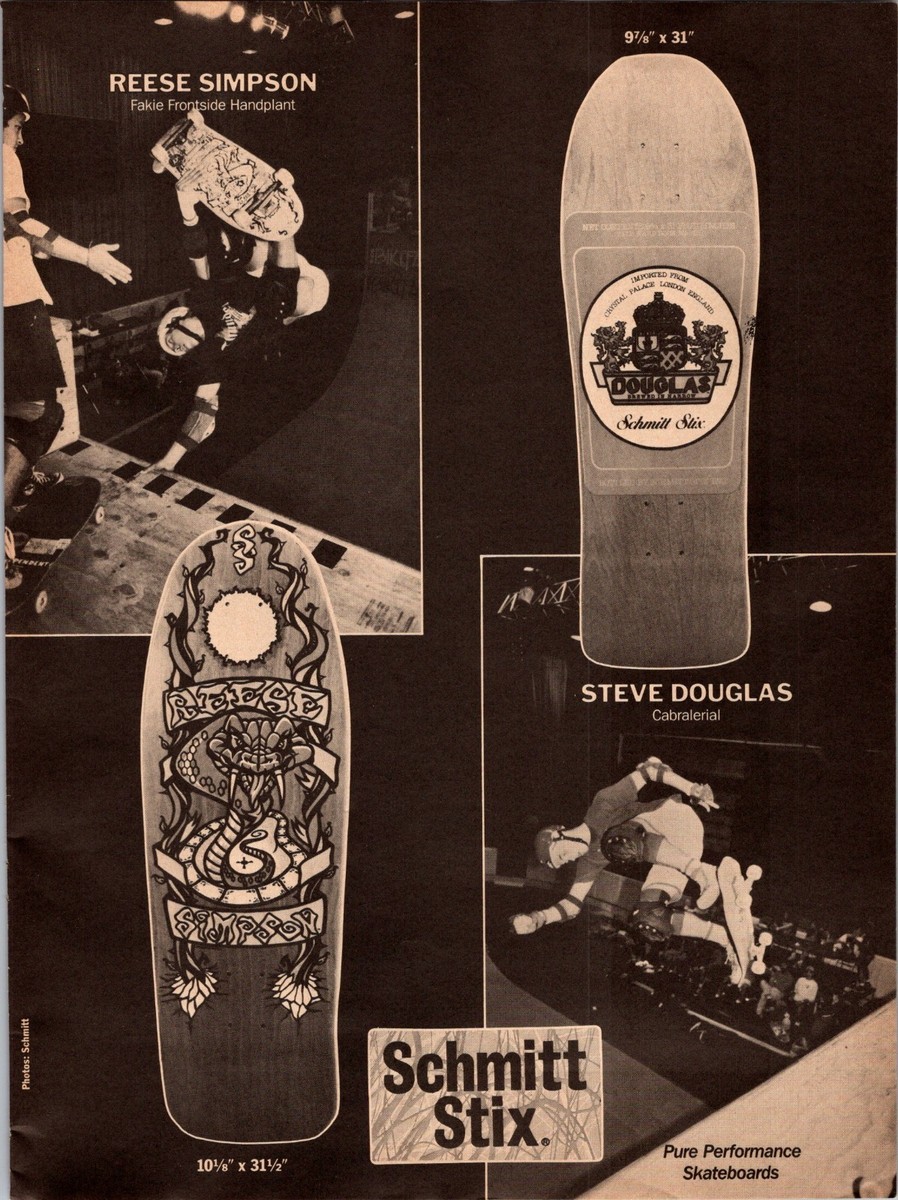 1988 • STUSSY & Schmitt Stix Reese Simpson print ad • 1980s
