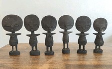 6 Fertility Dolls From Ghana Ashanti West Africa Vintage 1960 Wooden Statue