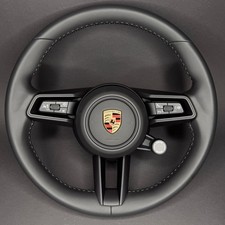 OEM _ Porsche Macan 95C Heated Steering Wheel Black Leather & Stitching