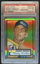 POP12 MICKEY MANTLE PSA 10 2008 TOPPS MMR-52 1952 GOLD REFRACTOR YANKEES