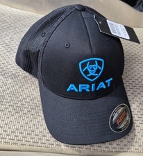 Ariat Mens Black and Blue FlexFit Band Half Mesh Hat Size Large/X-Large New