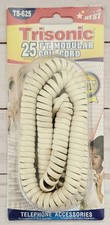 Trisonic 25 Foot Ivory Modular Coil Cord For Landline Telephone Brand New NOS