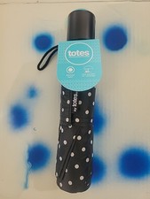    Brand New, Never Opened Black With Grey Polka Dots Totes Umbrella