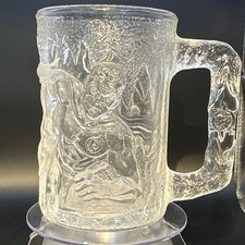 Superman Collectible Promo Glass Mug Clear Embossed Character Drinkware Vintage