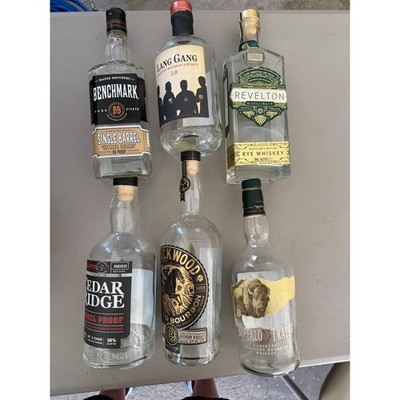 Lot of 6 Empty Bourbon Whiskey Bottles Buffalo Trace Blackwood Cedar Ridge Craft