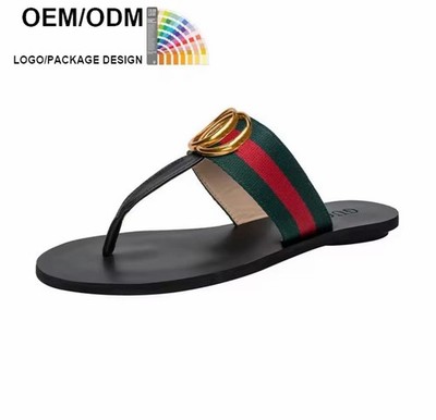 Gucci Women s multicolor  leather Slide Sandals Gold Logo Accent 8.5