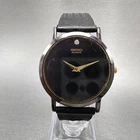 Seiko Watch Men 34mm Black Dial Black Tone Round 7n00-8a49 New Battery