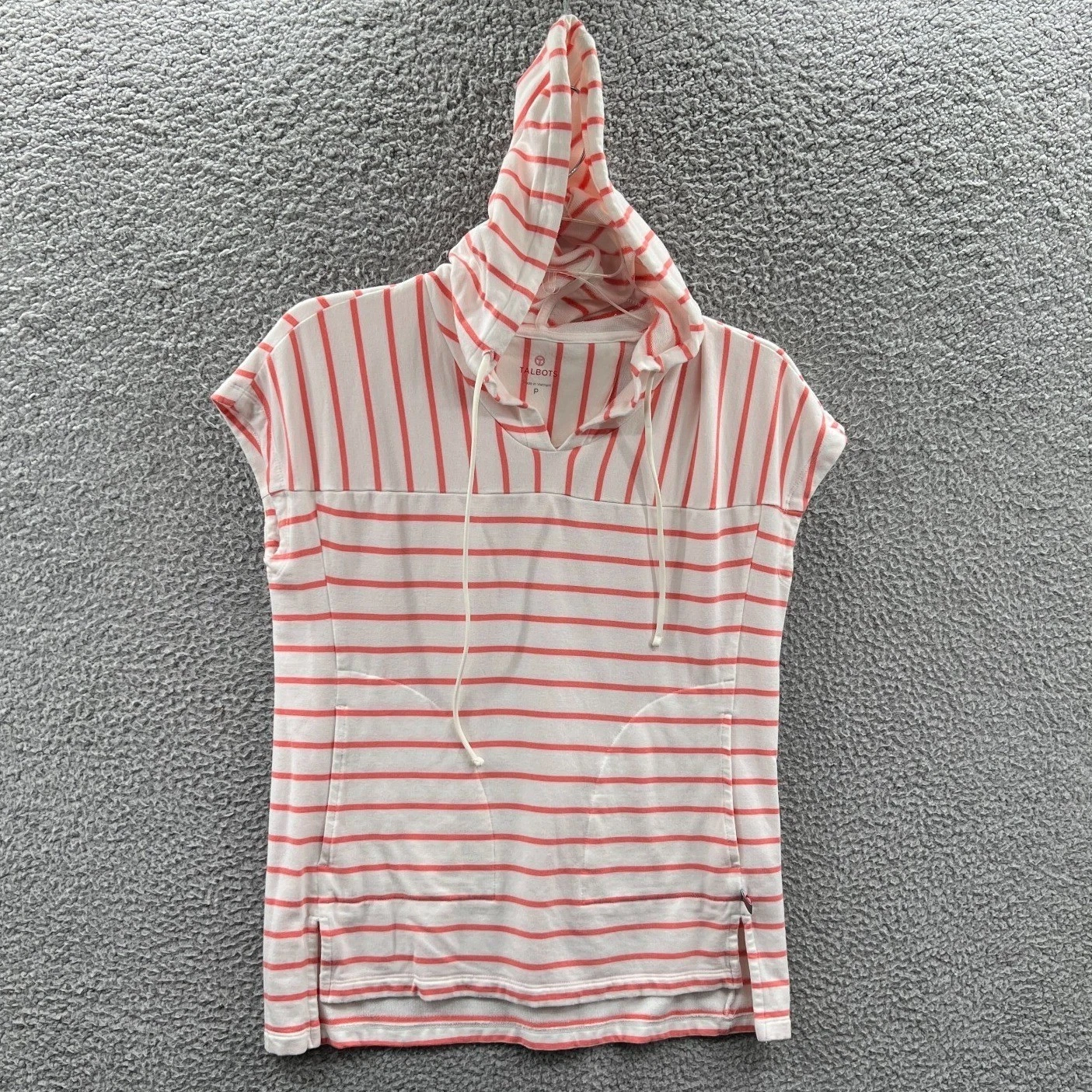Talbots Womens Striped Hooded Top S Coastal Casual Relaxed Travel Lightweight