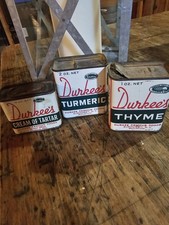 3 Durkee's  Spice Tins Turmeric, Thyme, Cream of tarer .