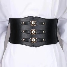 Corset Belt Wide Faux Leather Lace Up Gothic Vintage Waistband Women Belts