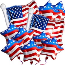 4th of July Balloons 16Pcs Patriotic Independence Day Foil Balloons American ...