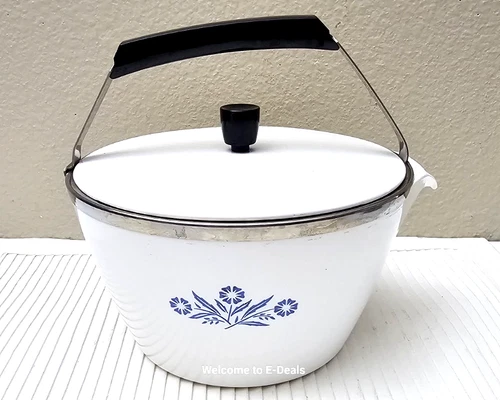 Vintage Corning Ware Blue Cornflower Teakettle P-57-B 2 Qt With Lid & Handle USA