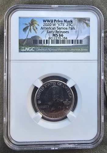 NGC MS66 2020-W American Samoa Park Quarter V75 Privy WWII Early Releases