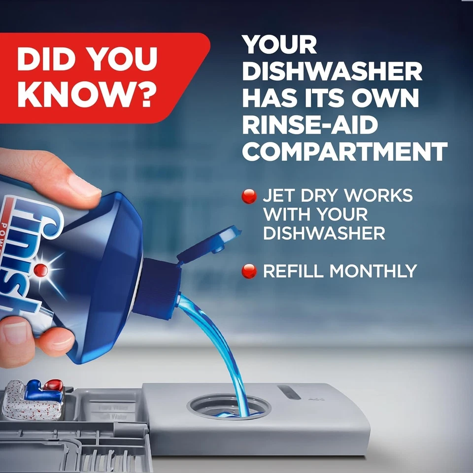 Enjuague para lavavajillas Finish Jet-Dry, compatible con detergente para lavavajillas, Preve Foto 3 de 4