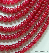 Natural Ruby Smooth Rondelle 5.5mm to 7mm Beads, 15 Pcs of Loose Ruby Beads.